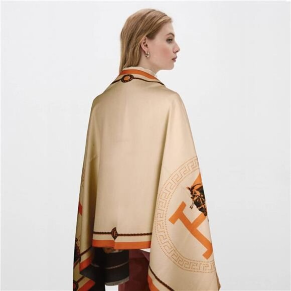 Women's Pashmina Silky Shawl Wrap Blanket Open Front Poncho Cape - Picture 5 of 9